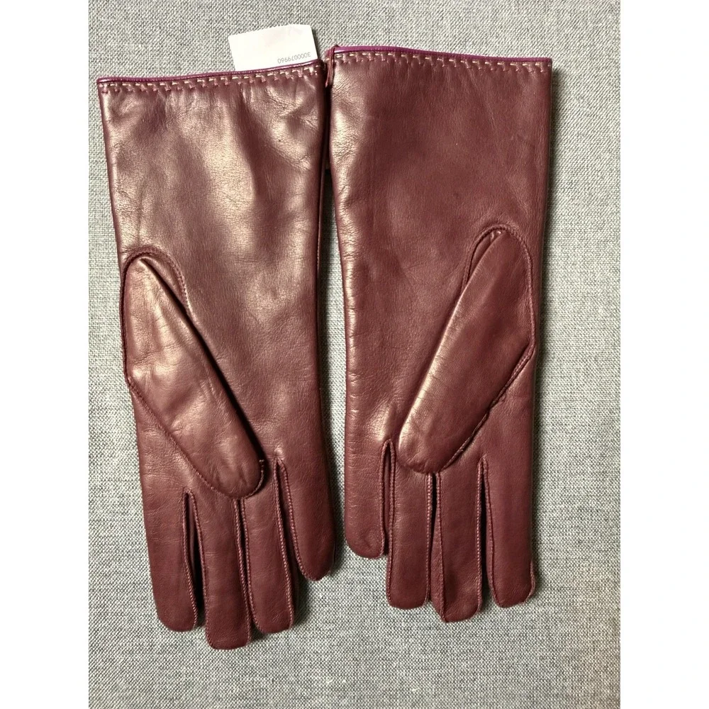 Leather gloves 7.5Inches ‎ Burgundy, Leather Shell With Cashmere Lining